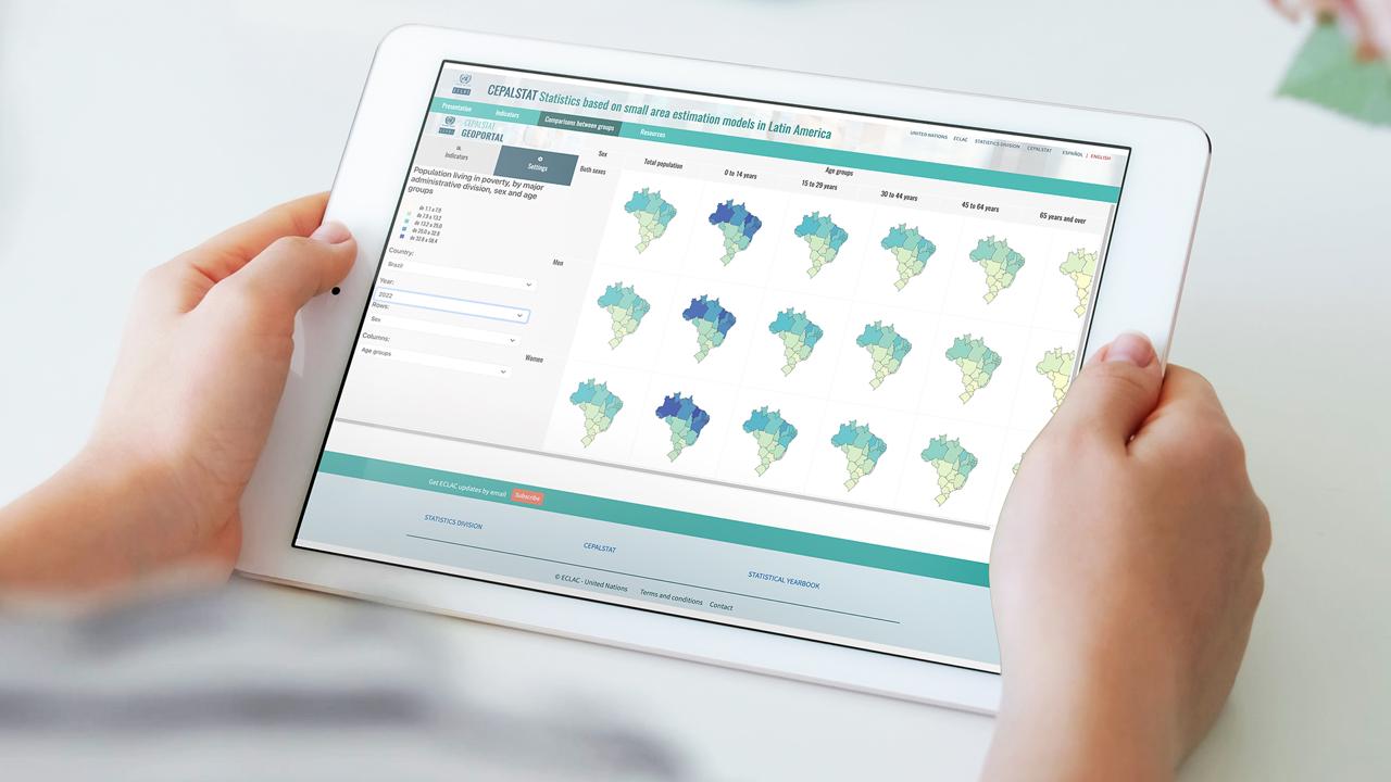 Image of the portal on Statistics based on small area estimation models in Latin America.