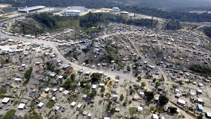 Aerial view of human settlements in Brazil.