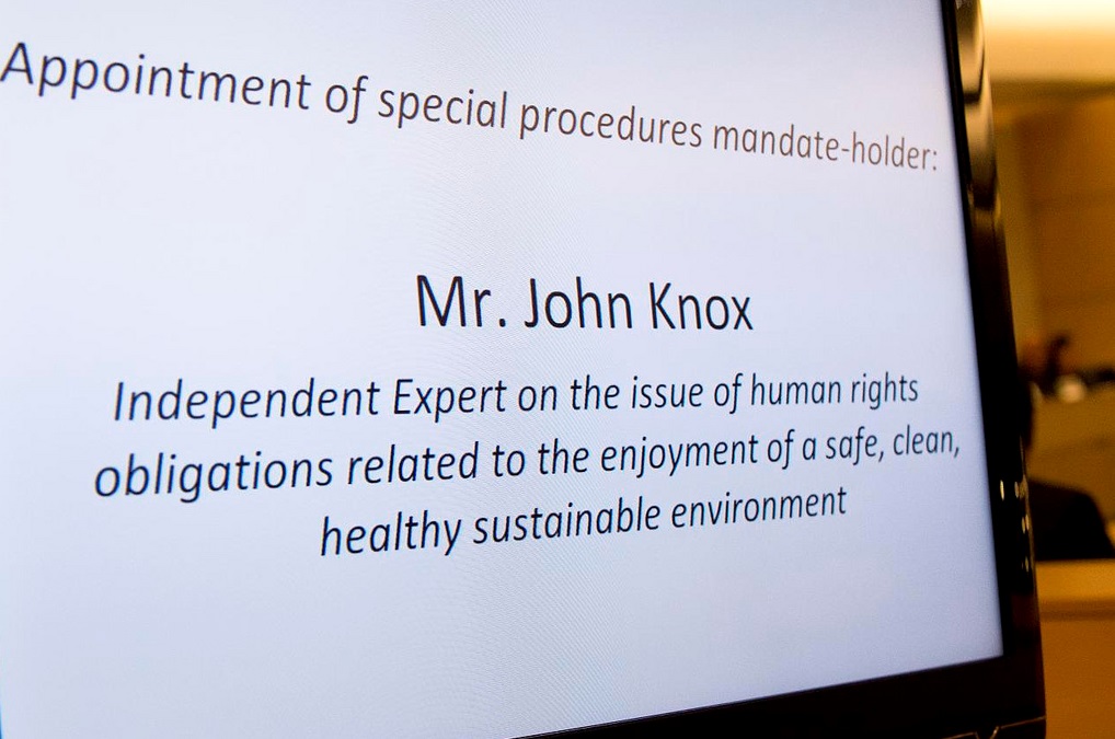 The United Nations Independent Expert presents his report on the human rights obligations relating to the environment to the Human Rights Council