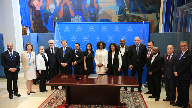 Photo of the group in the opening ceremony to the signing of the Escazú Agreement.