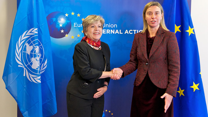 foto de Alicia Bárcena y Federica Mogherini.