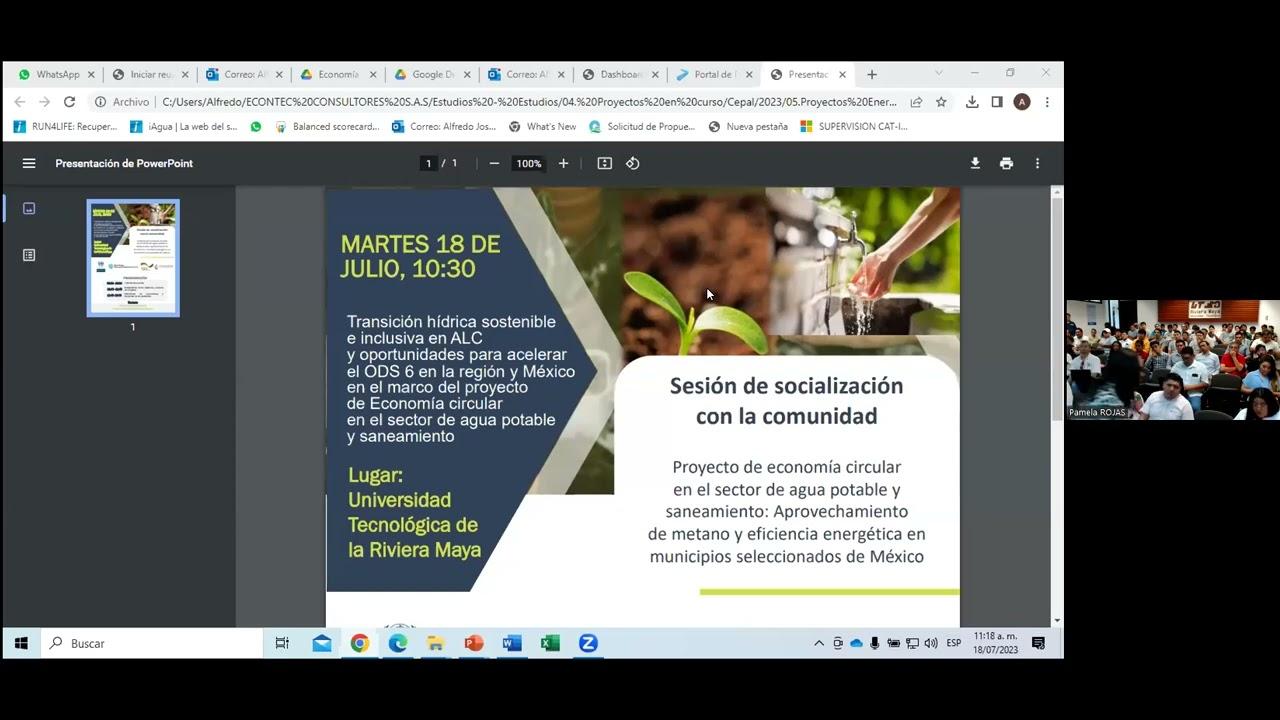 Sesión socialización de proyectos de Economía Circular, Unidad de Agua y Energía de CEPAL