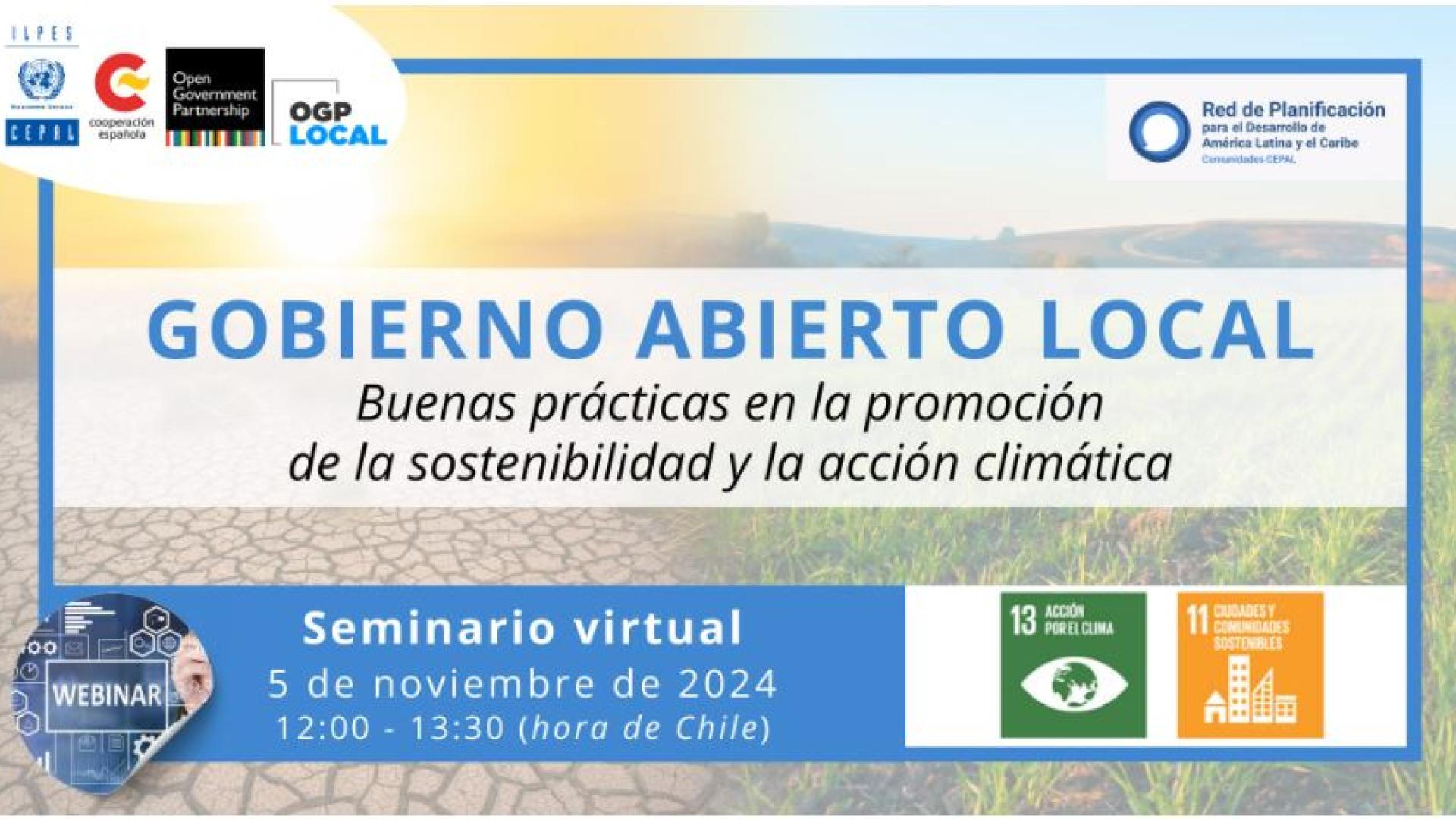 Webinar El Gobierno Abierto Local: Buenas prácticas en la promoción de la sostenibilidad y la acción climática