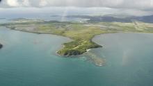 Foto aérea de una isla del Caribe