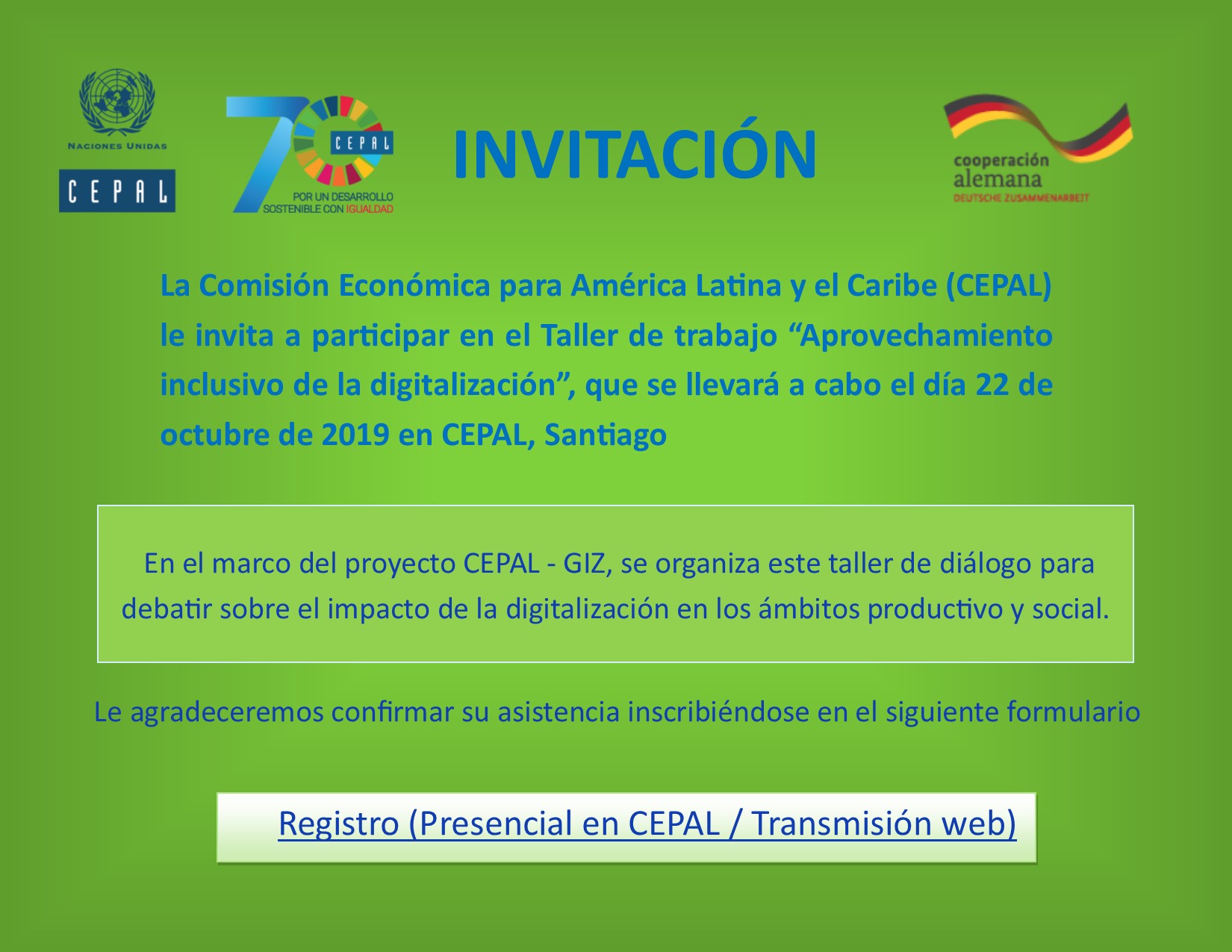 Invitación a registro para el seminario